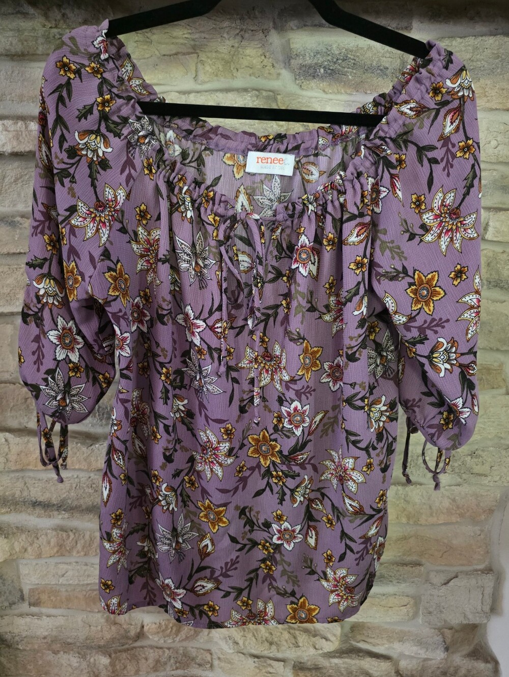 Renee C. Lavender Floral Off-Shoulder Blouse